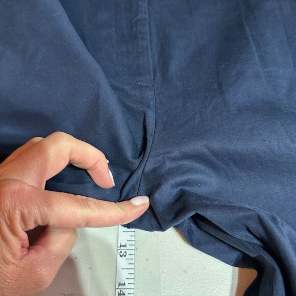 NWT Talbots Perfect Skimmer Blue Capri Pants Size 18 Button Hem XL Pedal Pusher - Picture 10 of 13